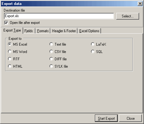 EMS QuickExport Screenshot